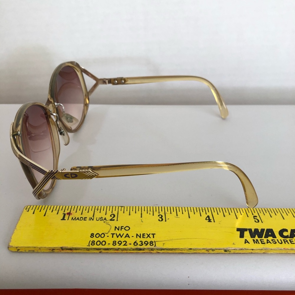 80s Christian Dior Vintage OversizedNew Lens Gold Metal Tone Amber Sunglasses - Picture 9 of 13